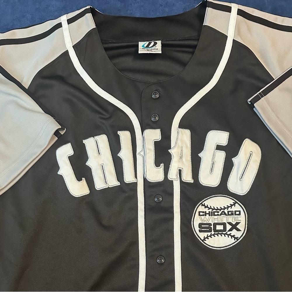 Vintage Vtg MLB Dynasty Chicago White Sox Men's Black Embroidered Jersey XXL 2XL - Picture 3 of 7